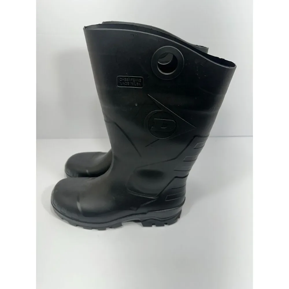 Dunlop Chesapeake Rubber Work Boots Black Waterproof Made USA M9/W11